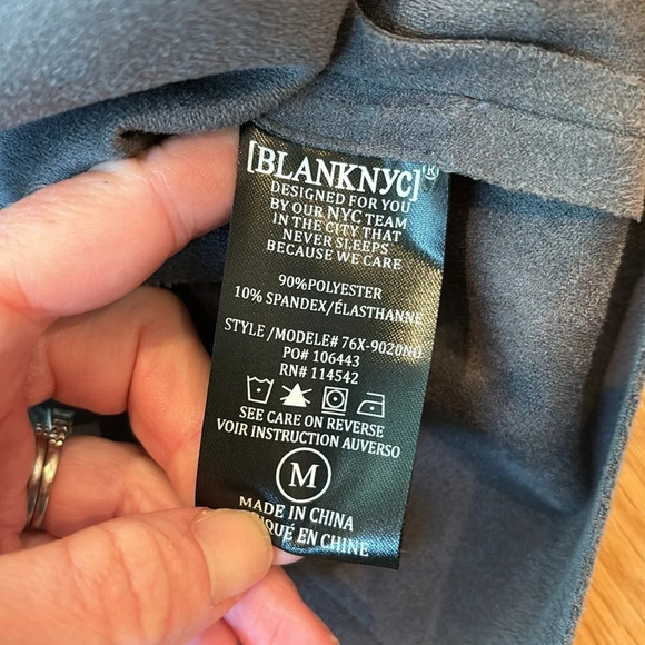 Blank NYC Motorcycle Jacket Faux Suede Drape Front Gray Medium - Picture 7 of 8